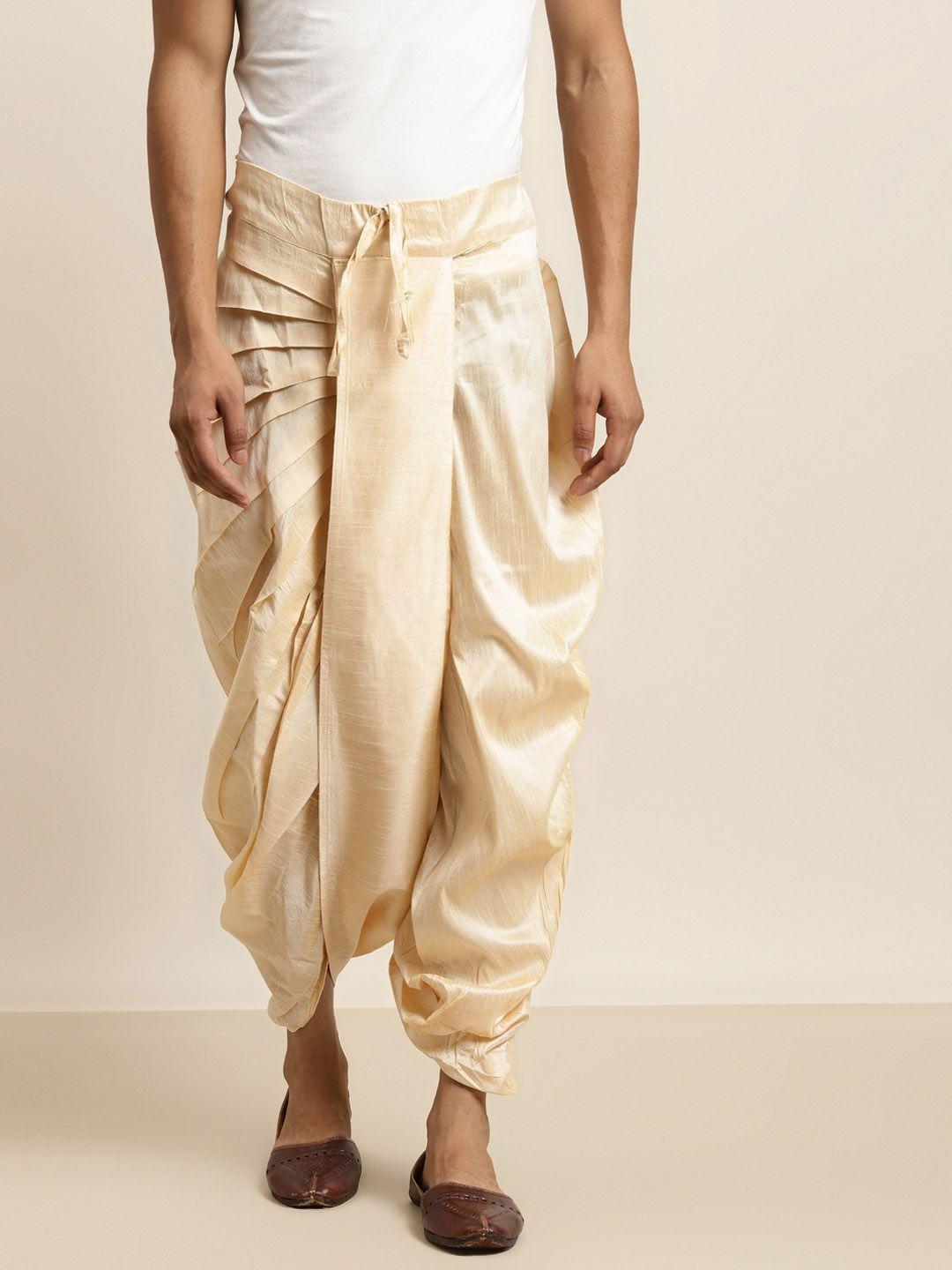 sojanya men cream coloured solid dhoti pants