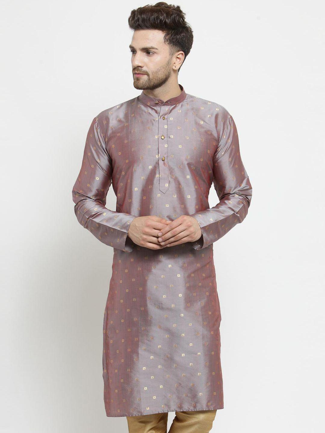sojanya men grey woven design straight kurta