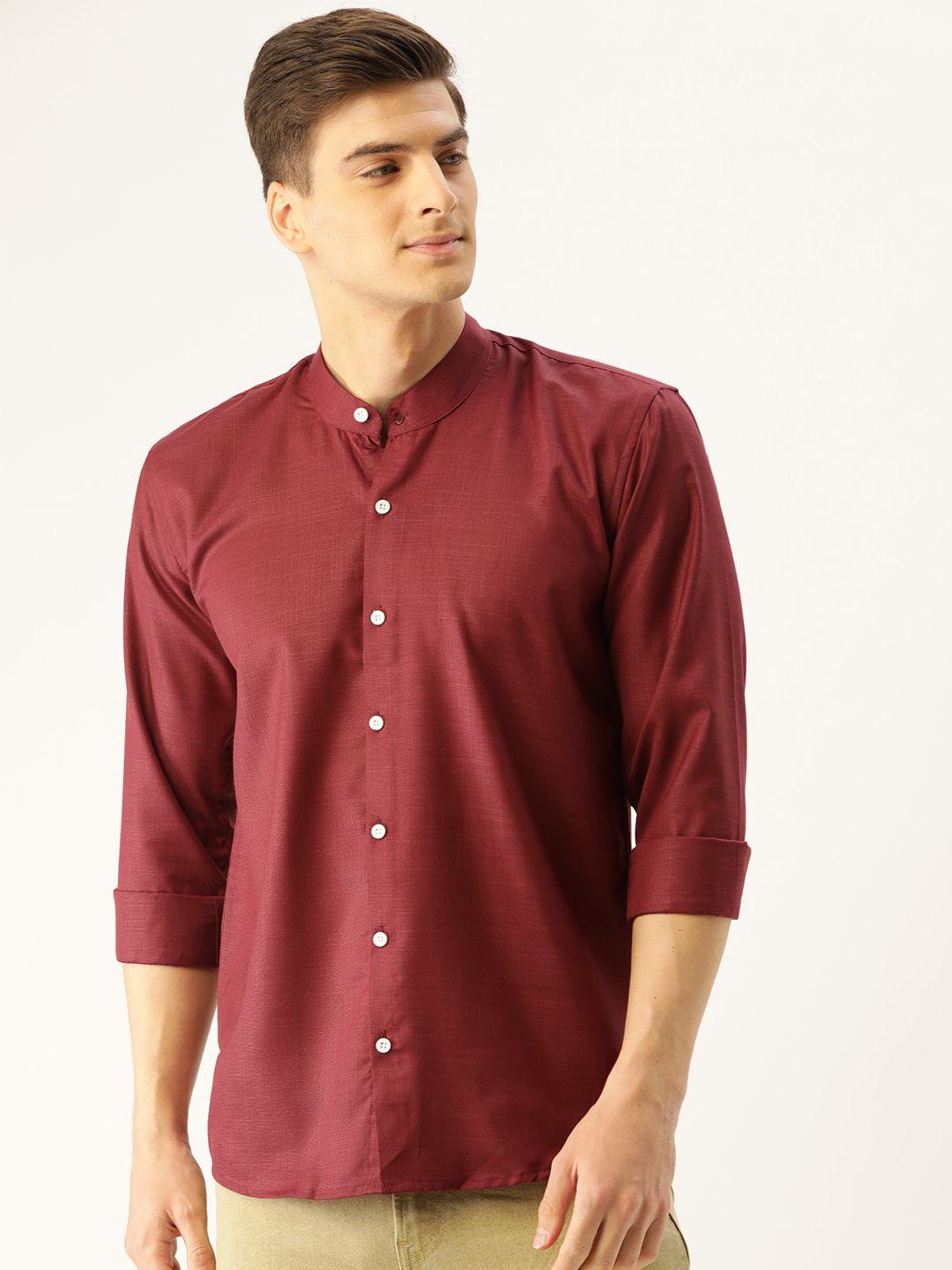 sojanya men maroon classic regular fit solid casual shirt