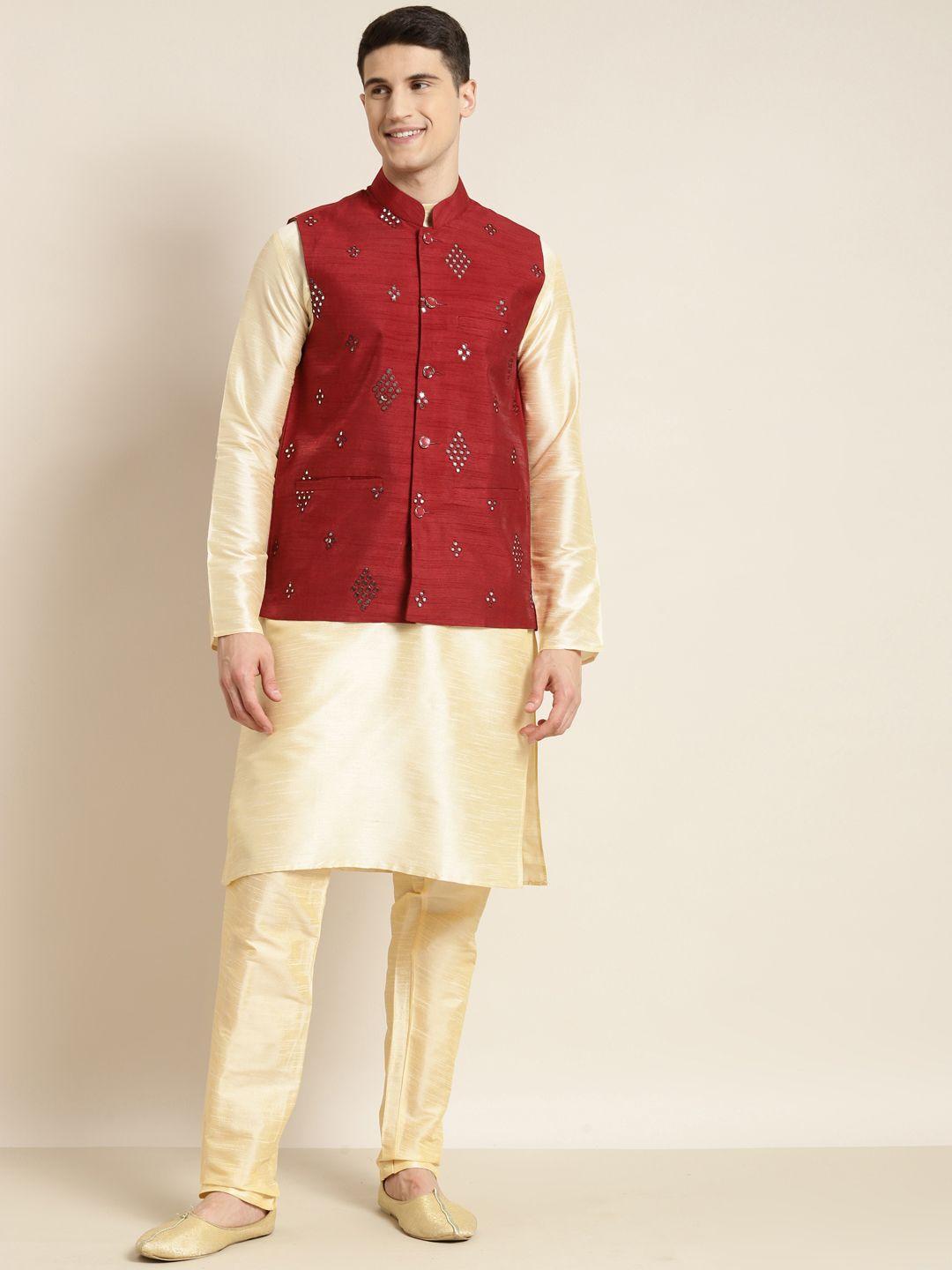 sojanya-men-maroon-mirror-work-nehru-jacket