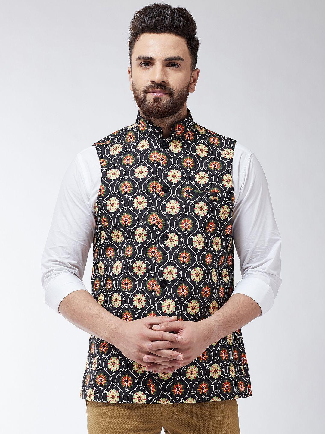 sojanya men multicoloured printed nehru jacket