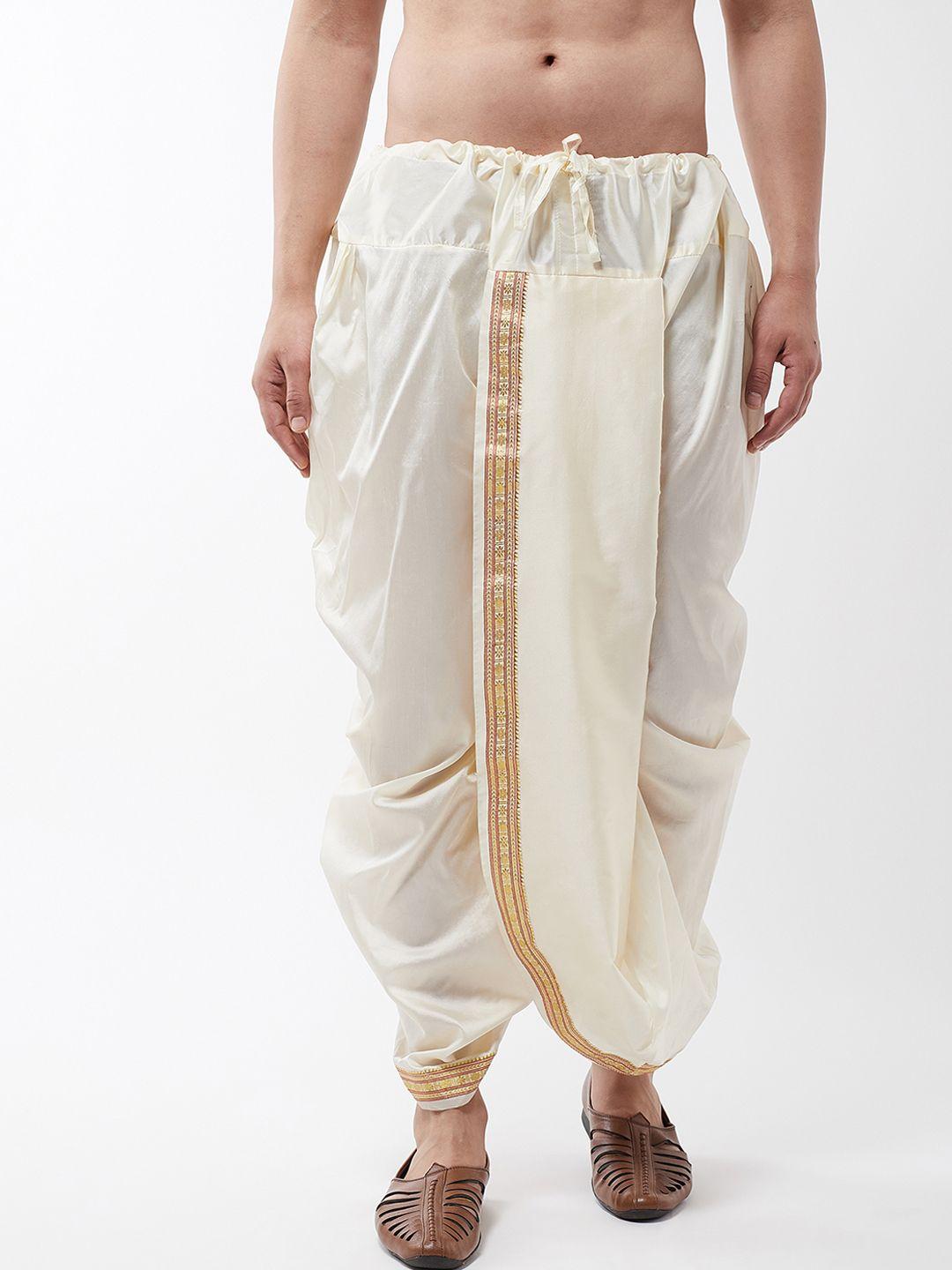 sojanya men off-white solid stitched dhoti