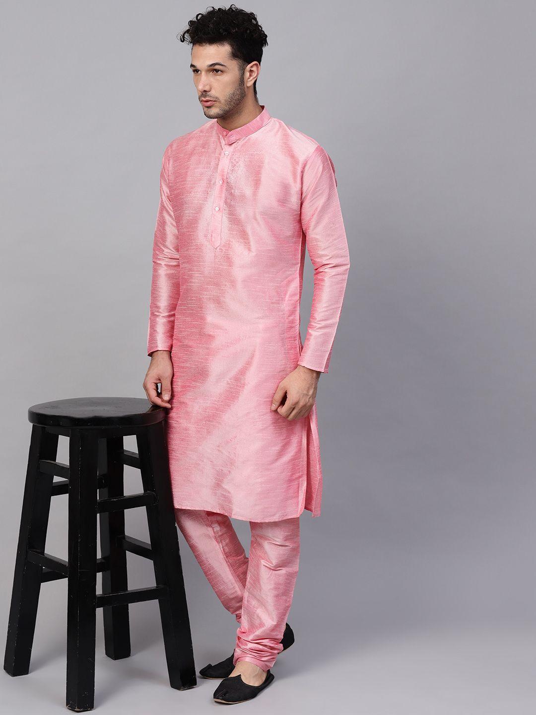 sojanya men pink solid kurta with churidar