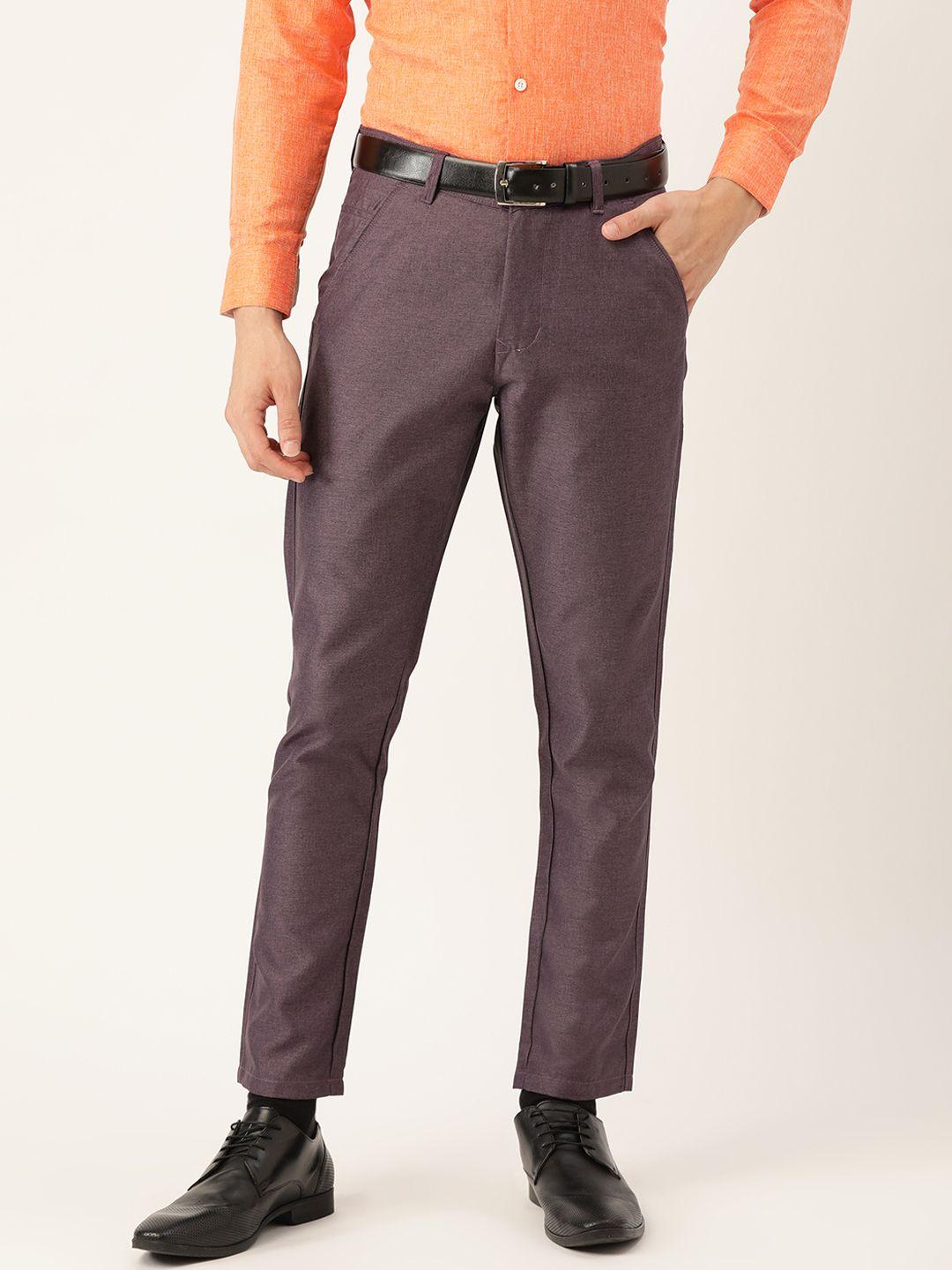 sojanya men purple smart fit formal trousers