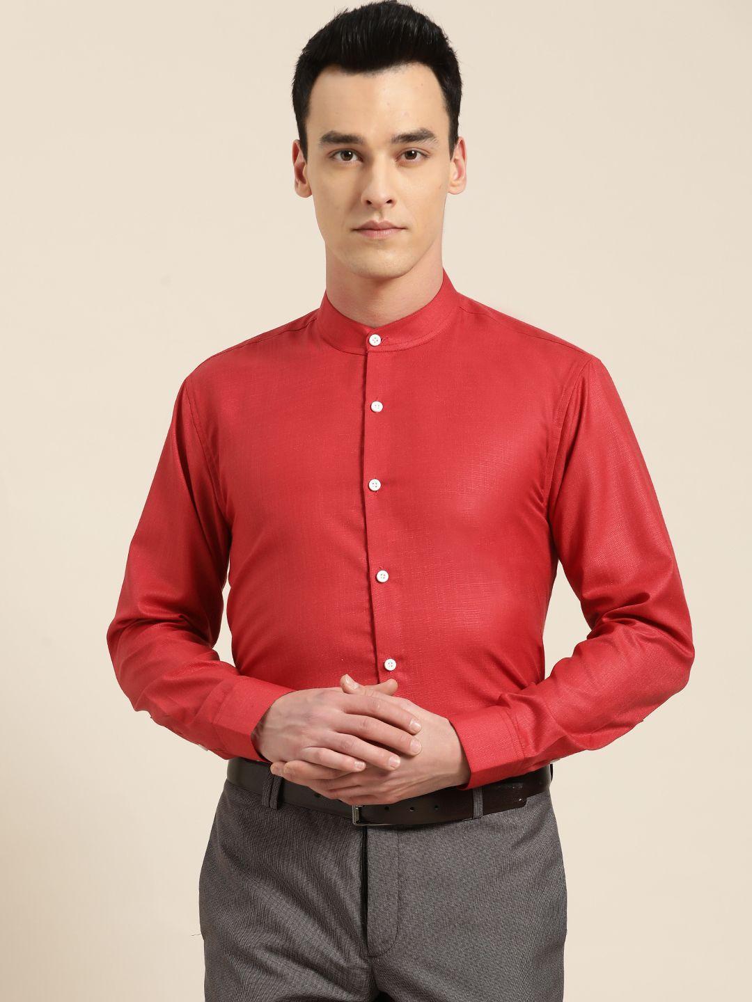 sojanya men red classic regular fit solid formal  shirt