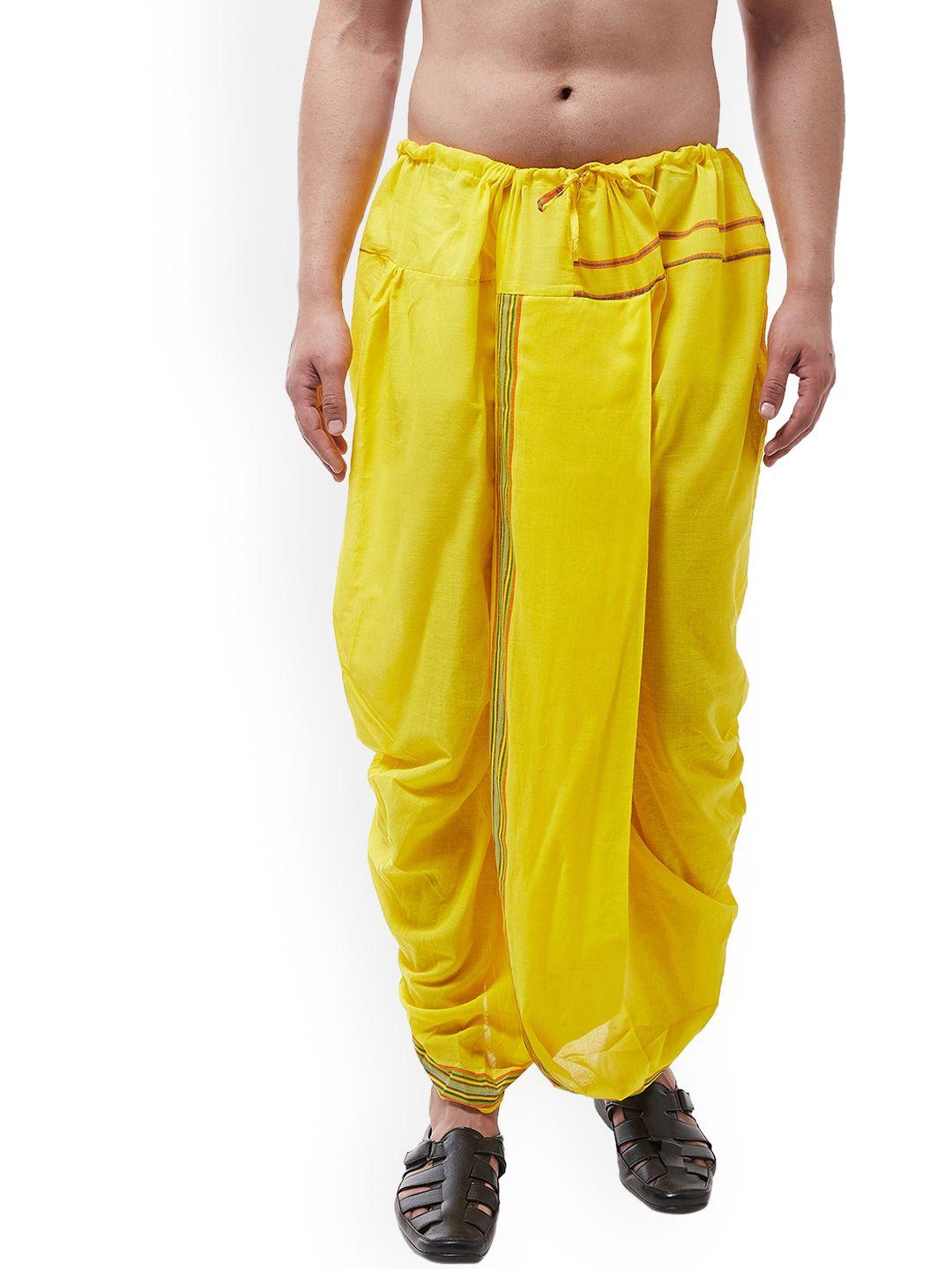 sojanya men yellow solid stitched dhoti