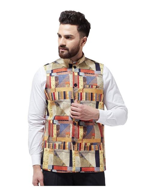 sojanya multicolor abstract print nehru jacket