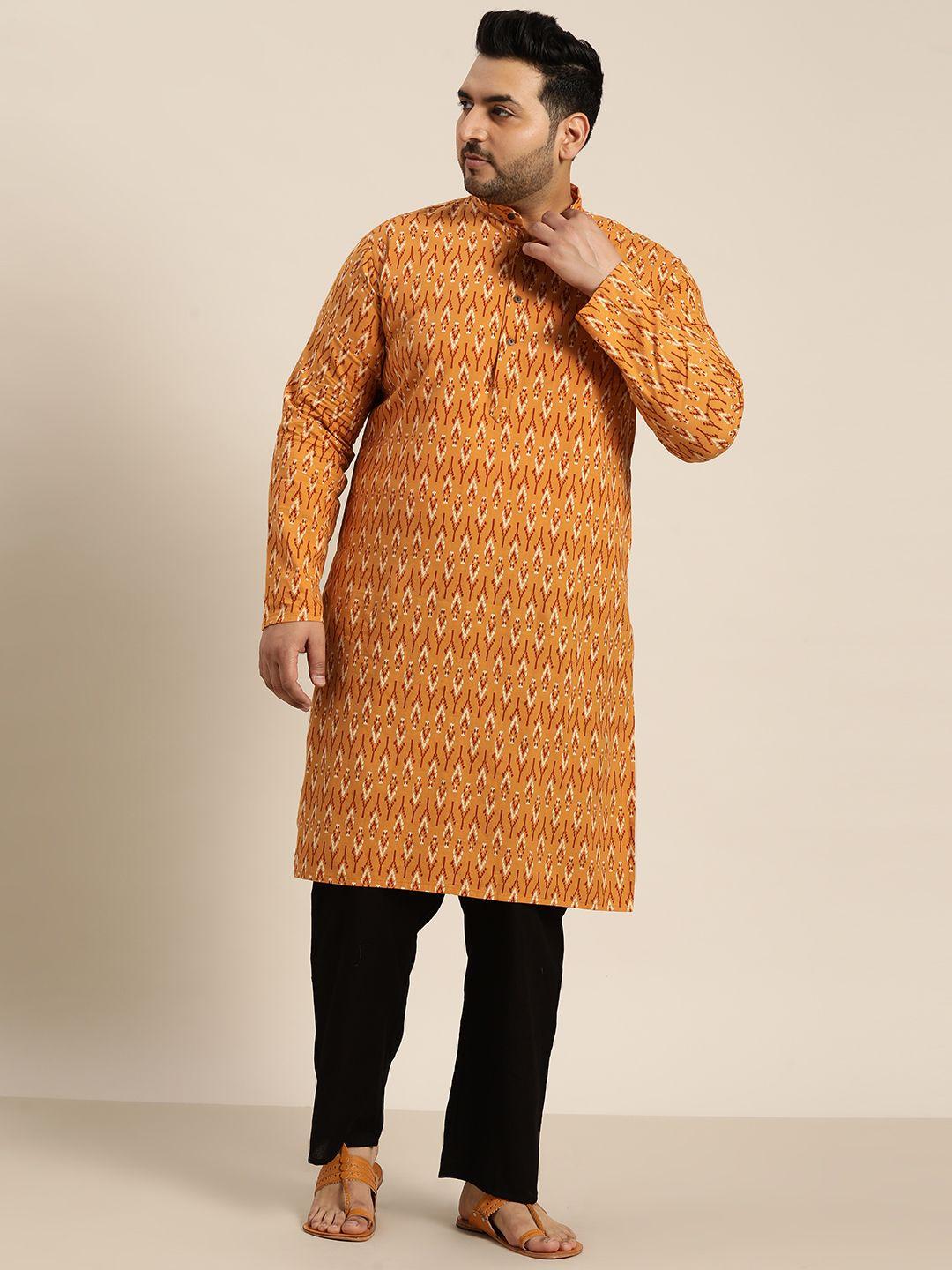 sojanya plus geometric printed cotton kurta