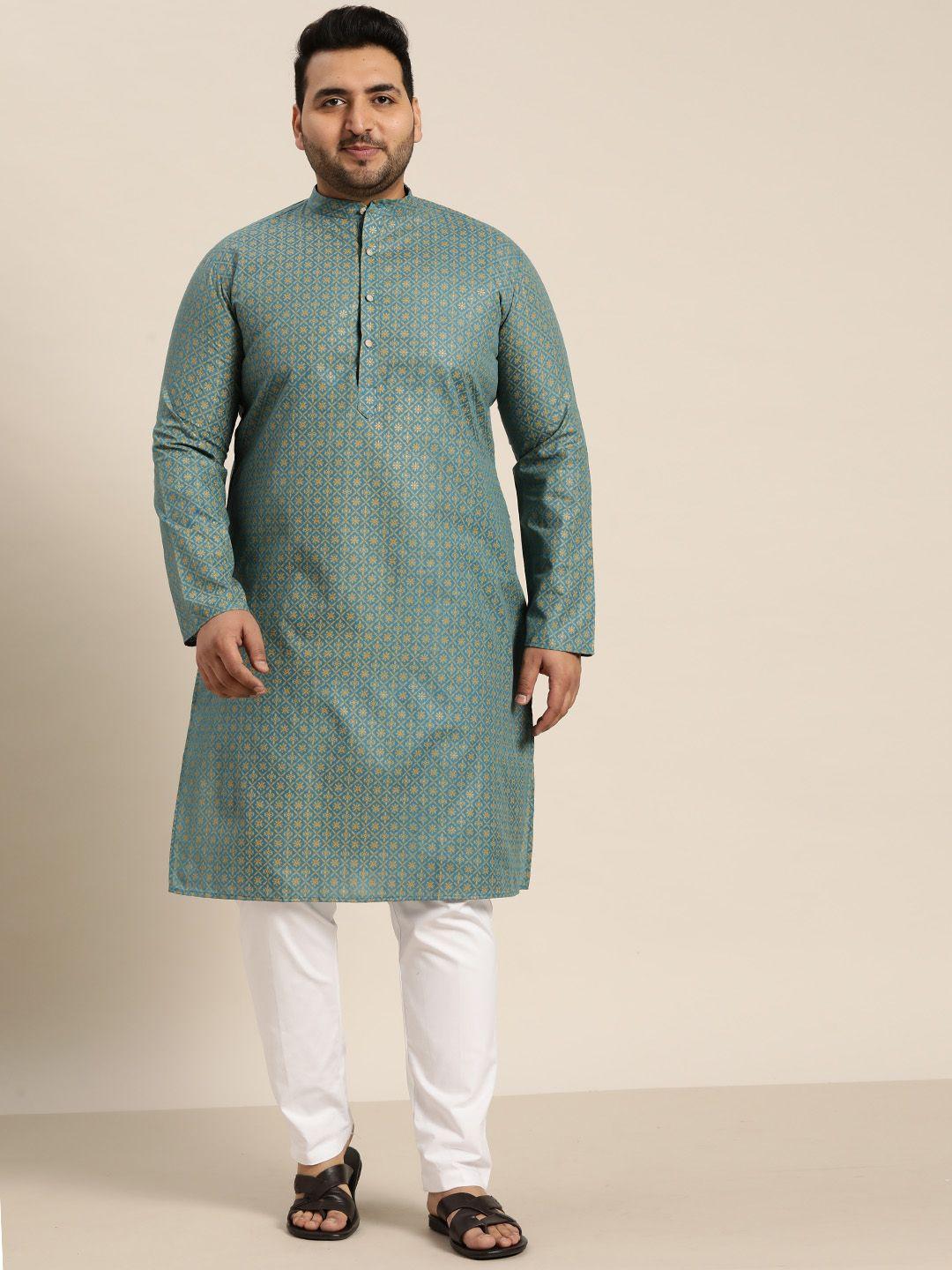 sojanya plus men plus size ethnic motifs printed regular kurta with pyjamas