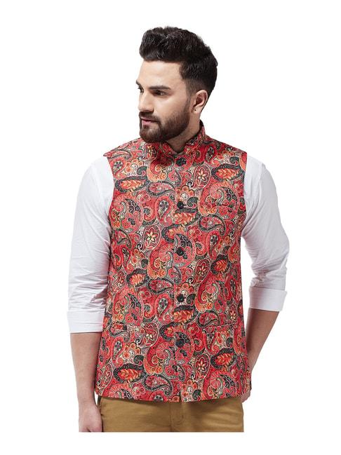 sojanya-red-paisley-print-nehru-jacket