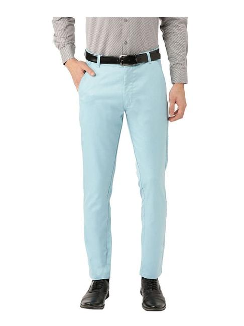 sojanya sky blue regular slim fit trousers