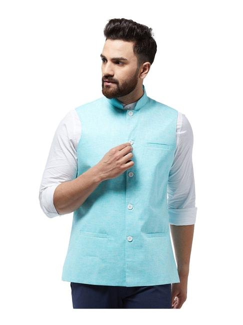 sojanya-sky-blue-textured-nehru-jacket
