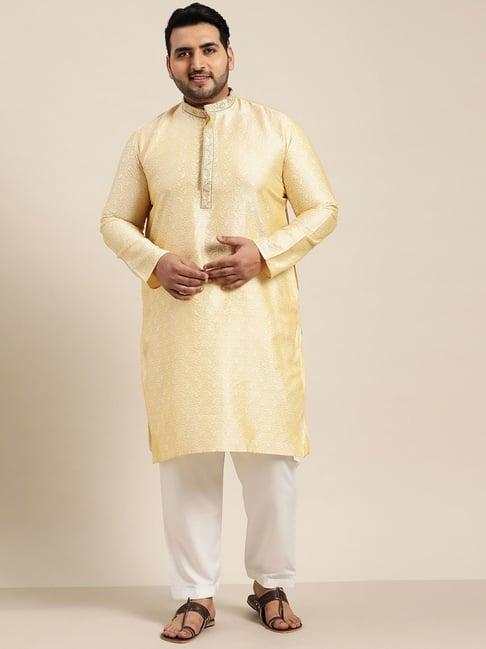 sojanya beige pure cotton regular fit embroidery kurta set