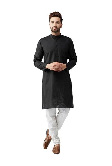 sojanya black & off-white full sleeves kurta set