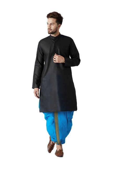 sojanya black & turquoise full sleeves kurta set