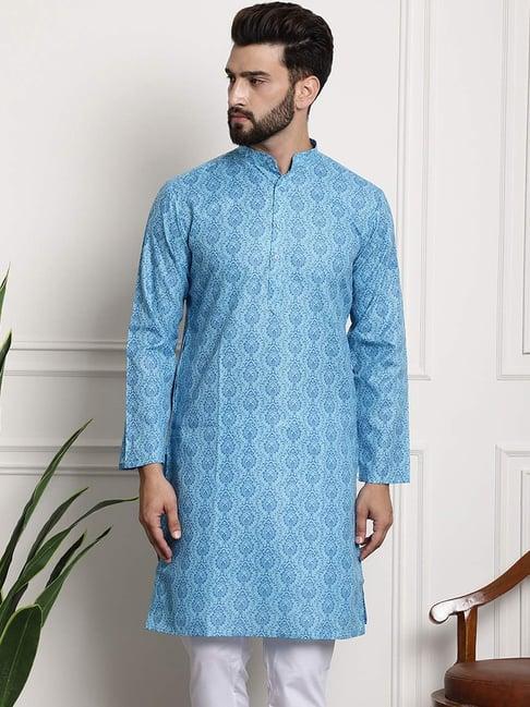 sojanya blue regular fit paisley kurta