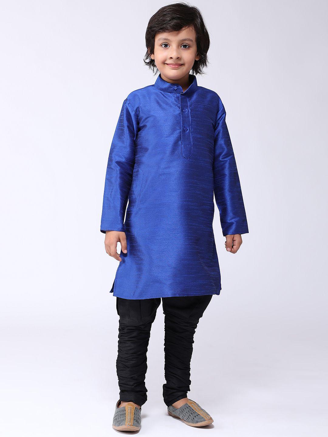 sojanya boys blue & black solid kurta with churidar