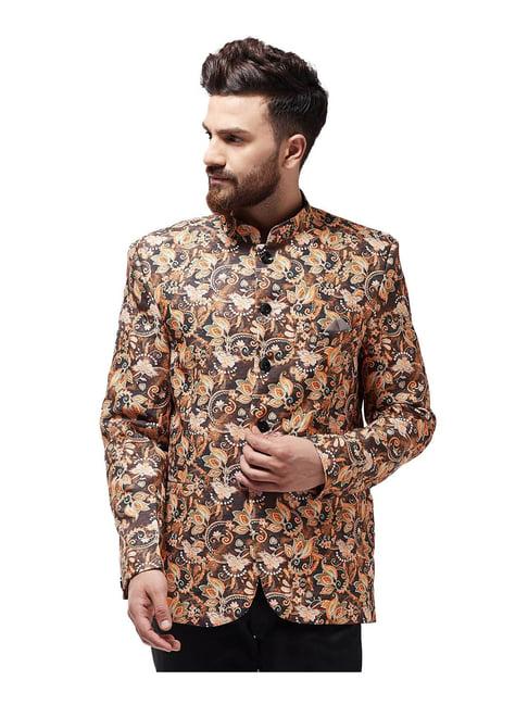 sojanya brown floral print blazer
