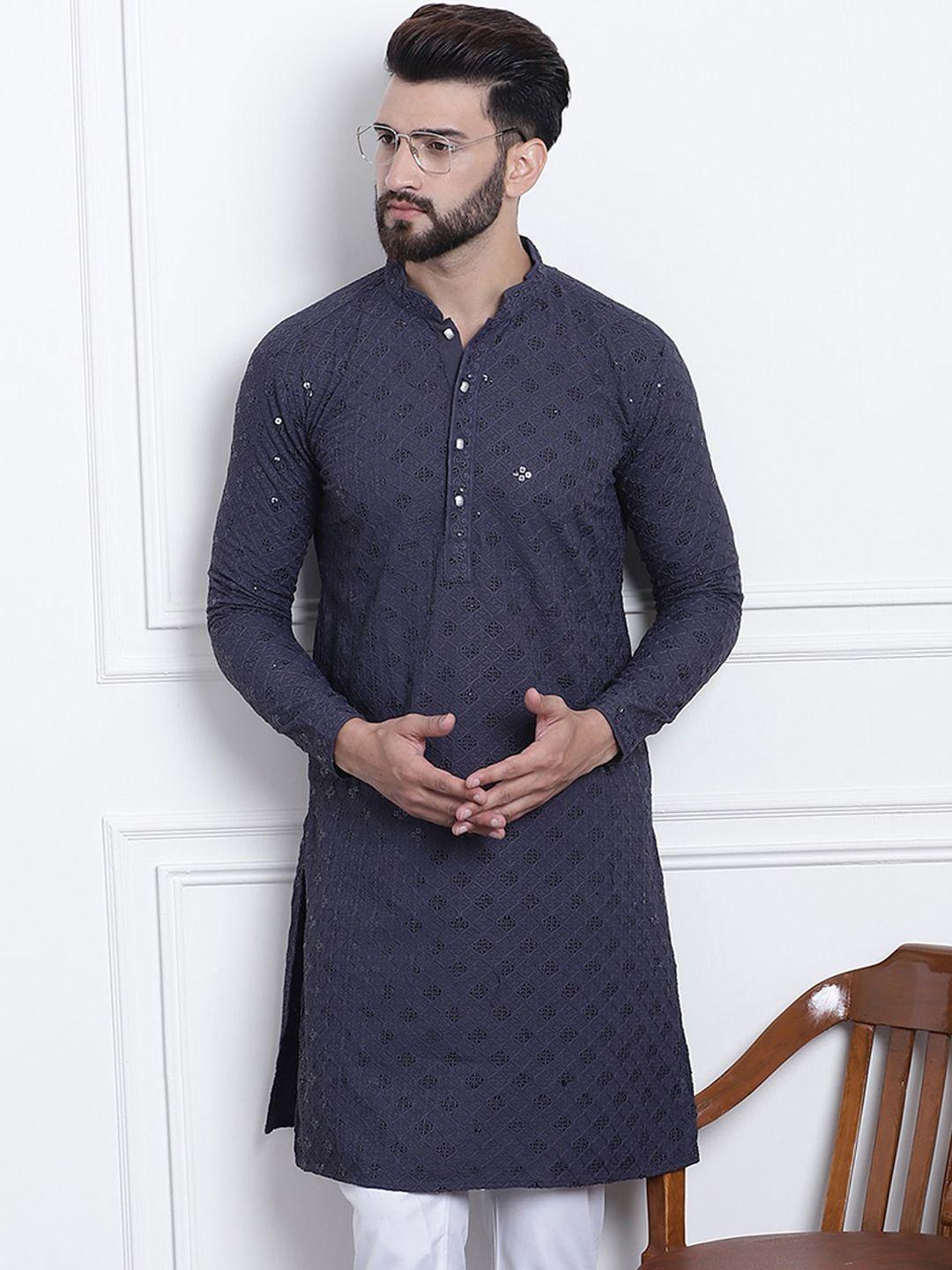 sojanya embellished mandarin collar pure cotton kurta