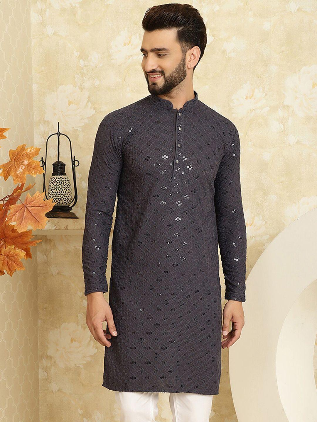 sojanya embellished mandarin collar straight pure cotton kurta