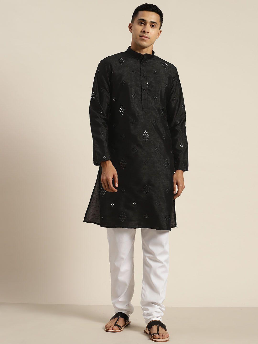 sojanya embroidered regular mirror work kurta with churidar