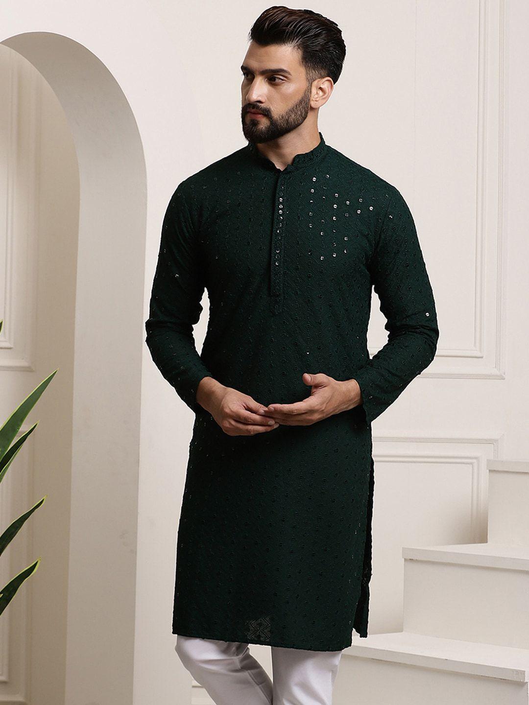 sojanya ethnic embroidered mirror work pure cotton straight kurta