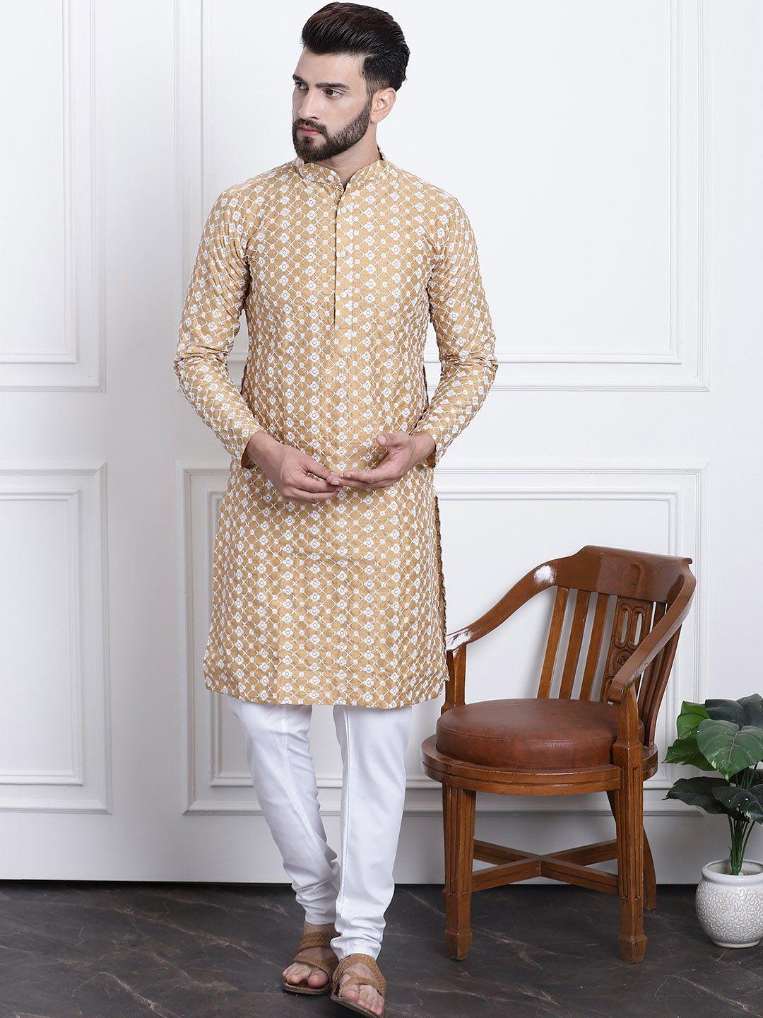 sojanya ethnic motif embroidered straight chikankari kurta with churidar