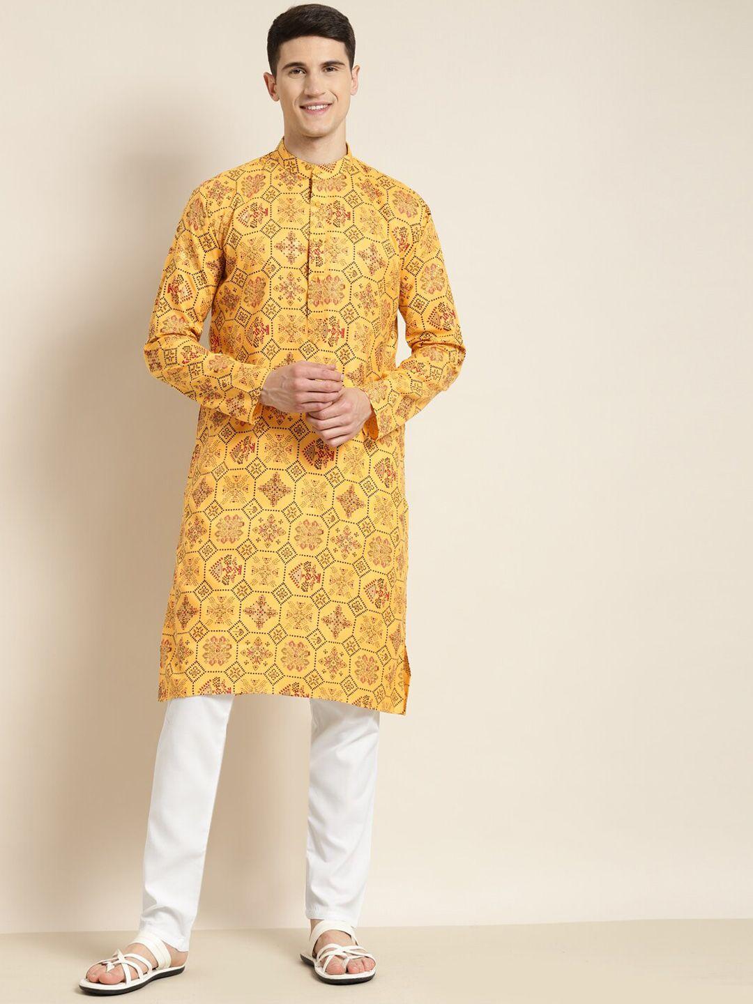 sojanya ethnic motifs printed mandarin collar kurta with pyjama