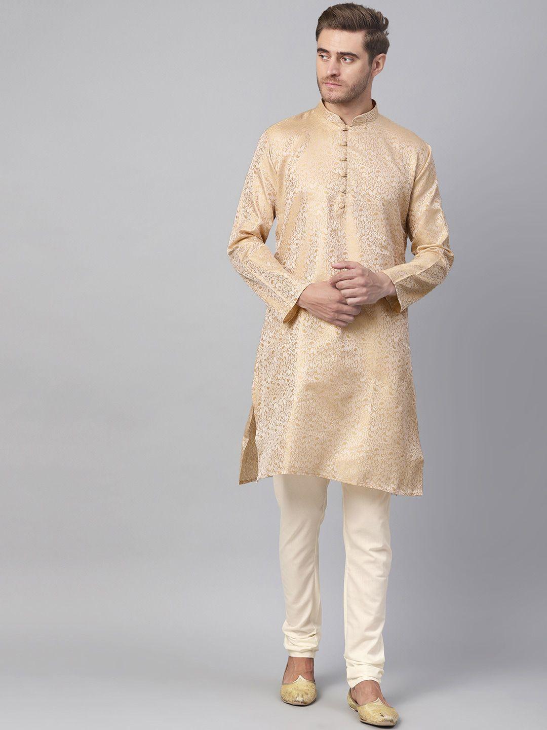 sojanya ethnic motifs woven design mandarin collar kurta