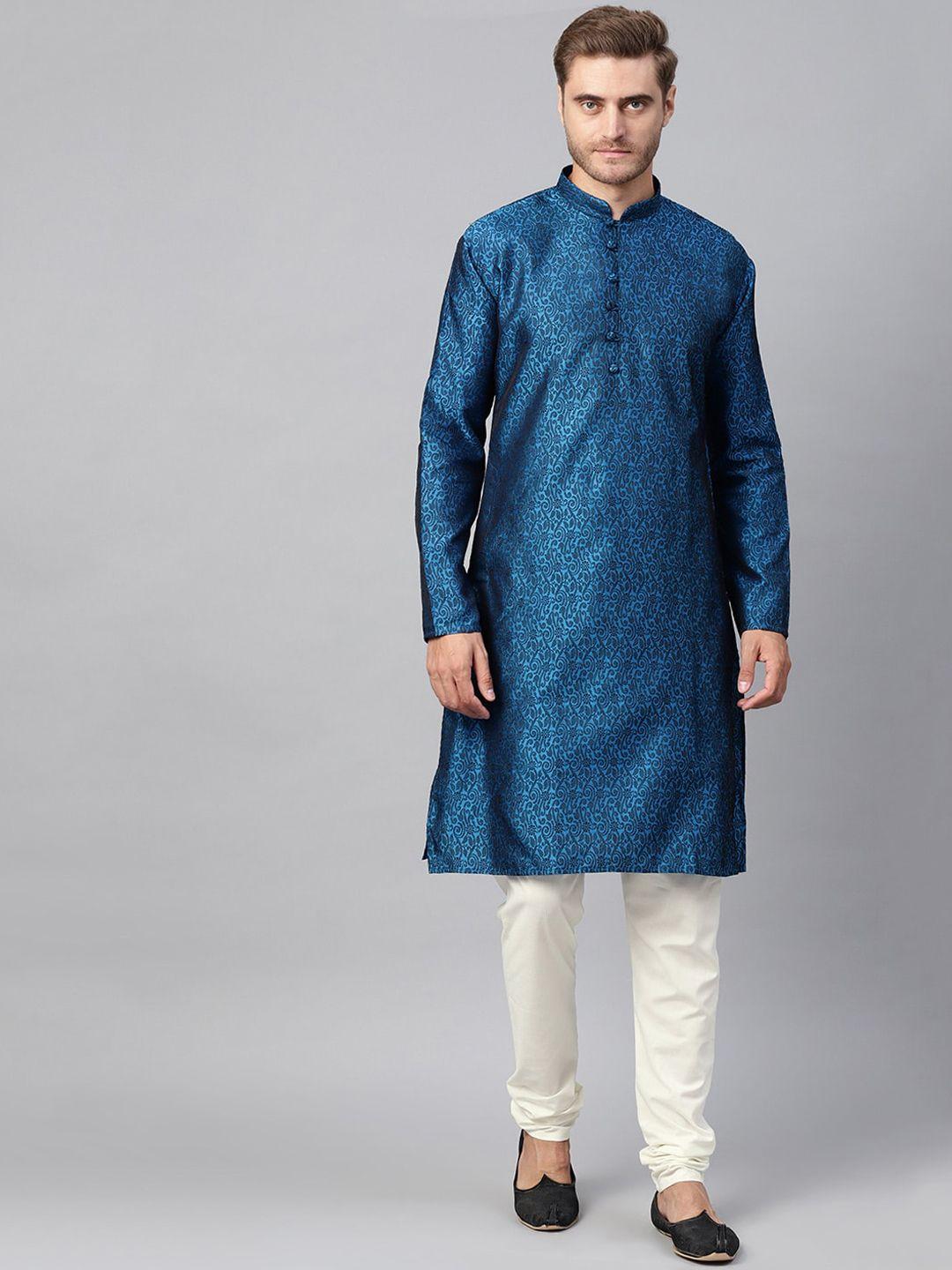 sojanya ethnic motifs woven design mandarin collar kurta