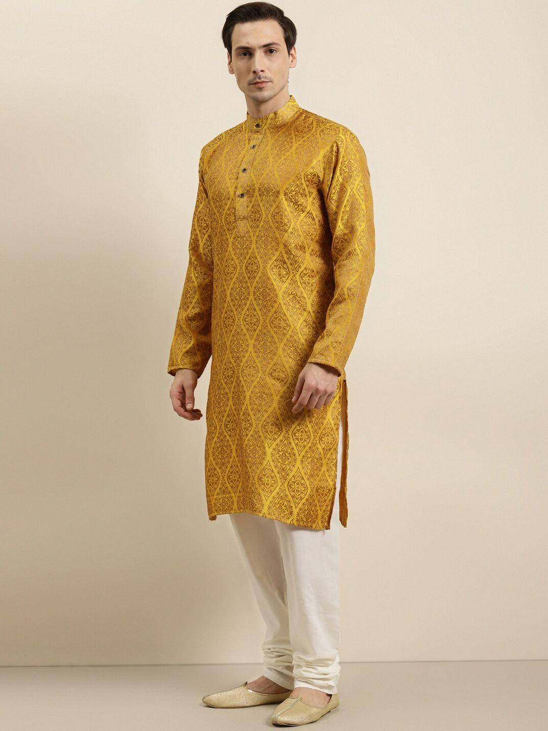 sojanya ethnic motifs woven design regular kurta with churidar