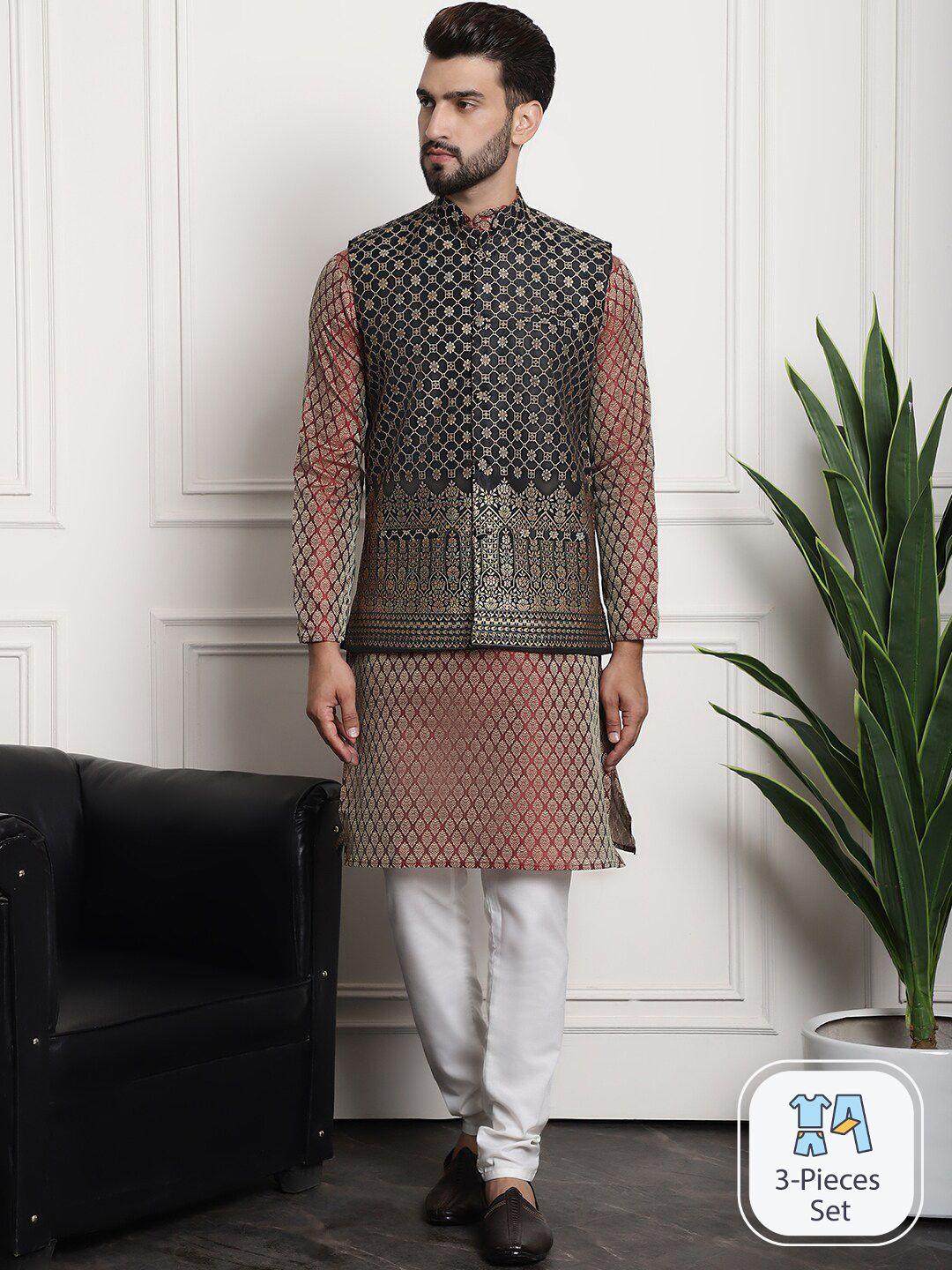 sojanya ethnic motifs woven design straight kurta with churidar