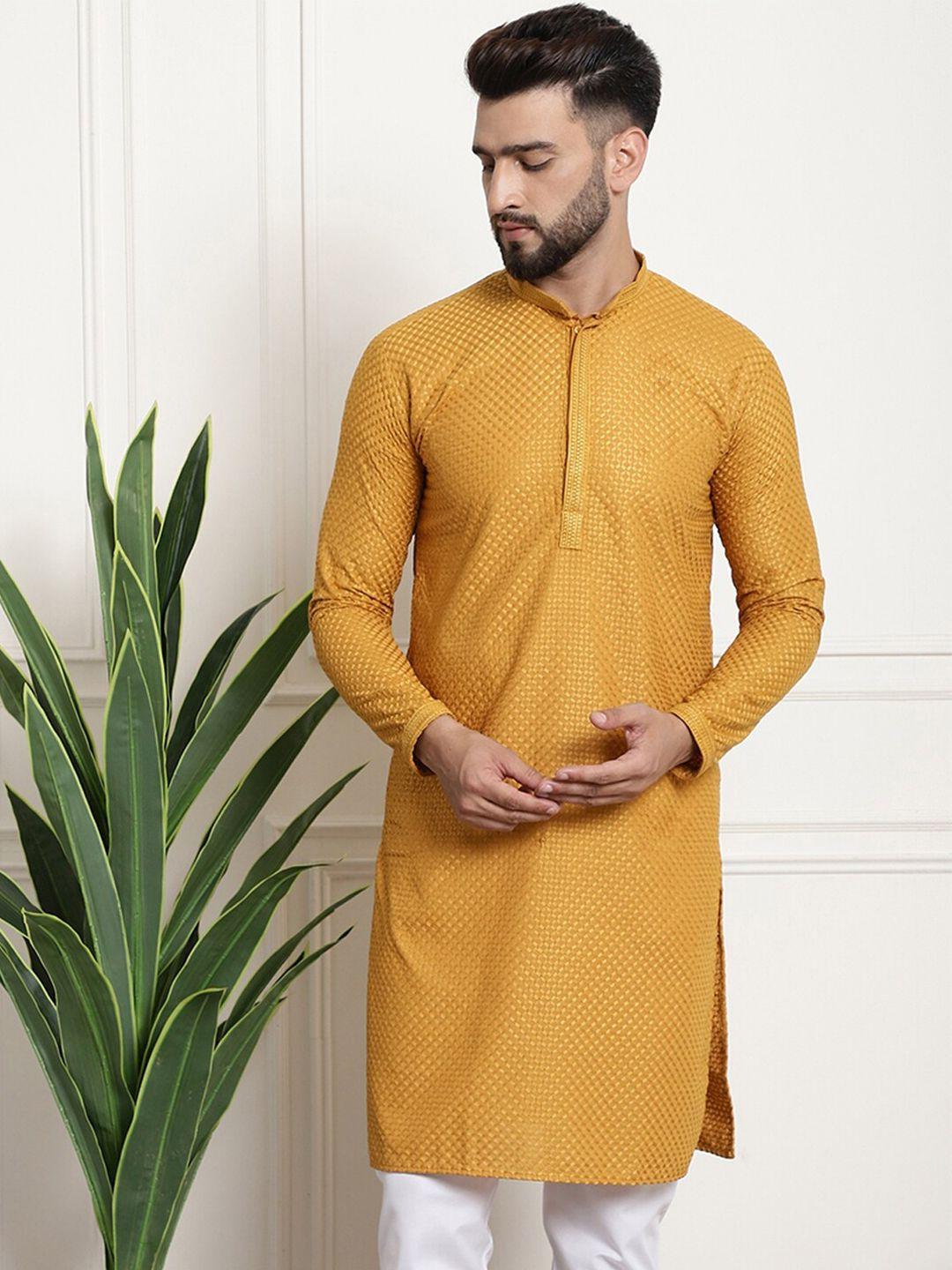 sojanya geometric embroidered mandarin collar cotton straight kurta