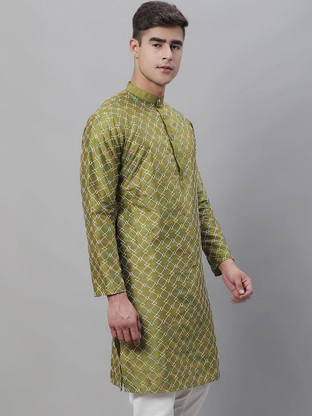 sojanya geometric embroidered mandarin collar thread work kurta