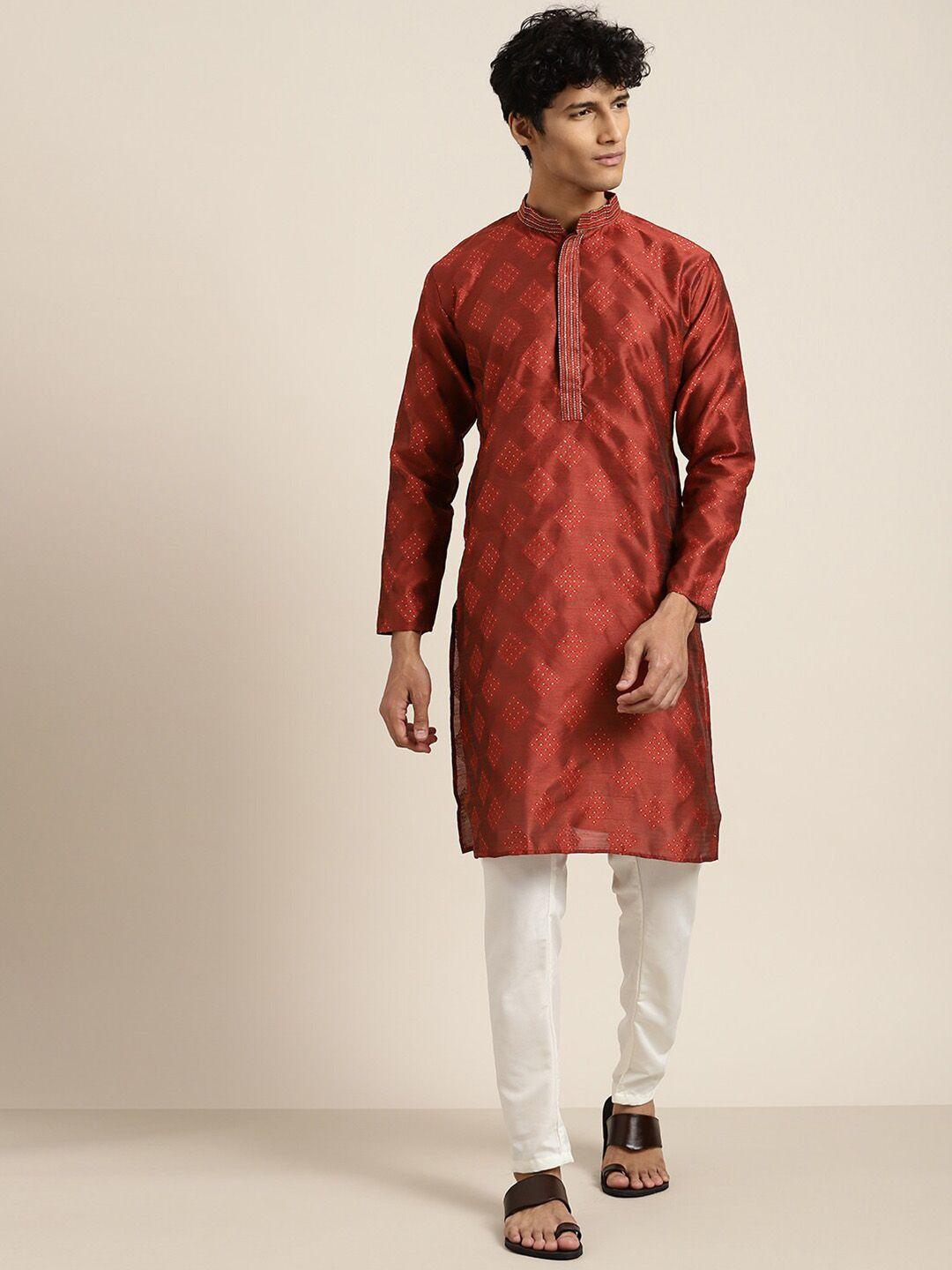 sojanya geometric embroidered regular kurta with churidar