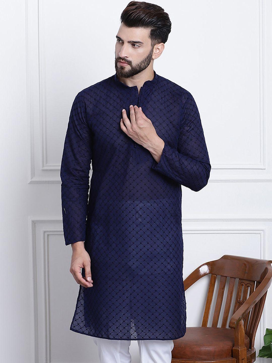 sojanya geometric embroidered thread work pure cotton straight kurta