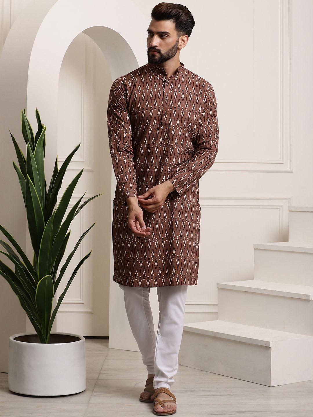 sojanya geometric printed regular pure cotton kurta with churidar