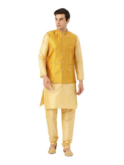 sojanya gold & mustard floral print suit