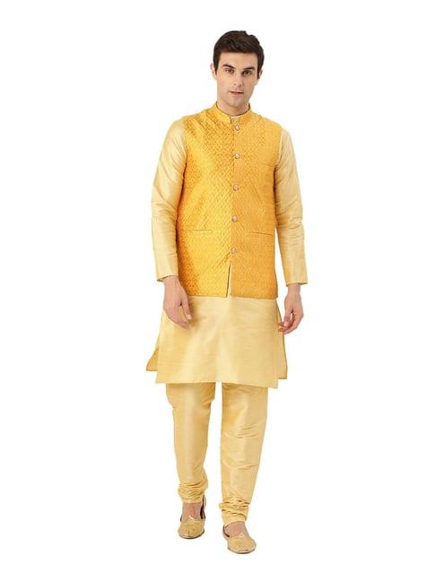 sojanya gold & mustard self print suit