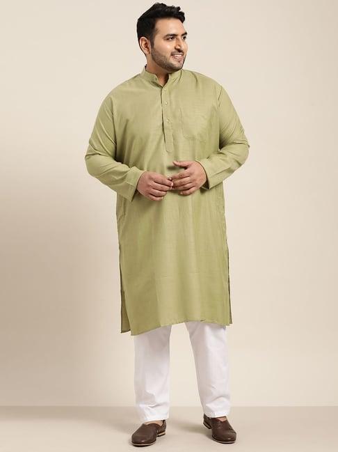 sojanya green pure cotton regular fit kurta set