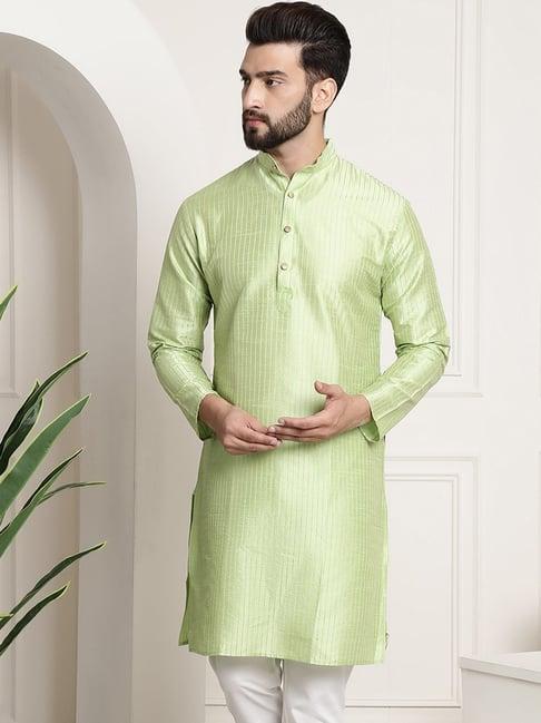 sojanya green regular fit striped kurta