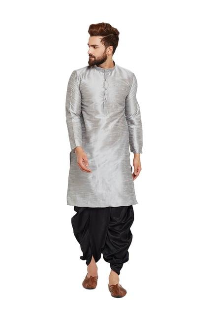 sojanya grey & black full sleeves kurta set