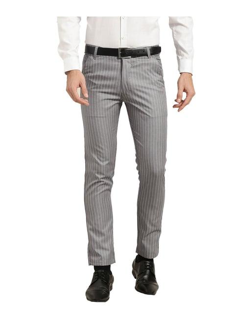 sojanya grey & off white striped trousers