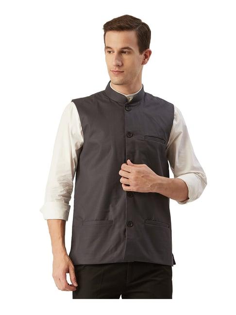 sojanya grey mandarin collar nehru jacket