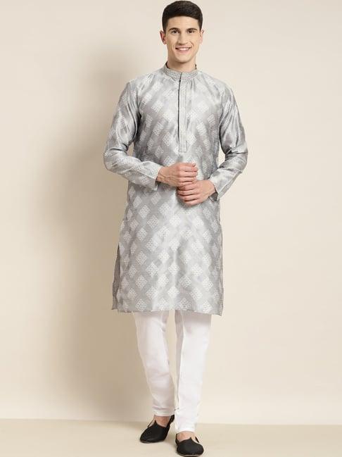 sojanya grey regular fit self pattern kurta