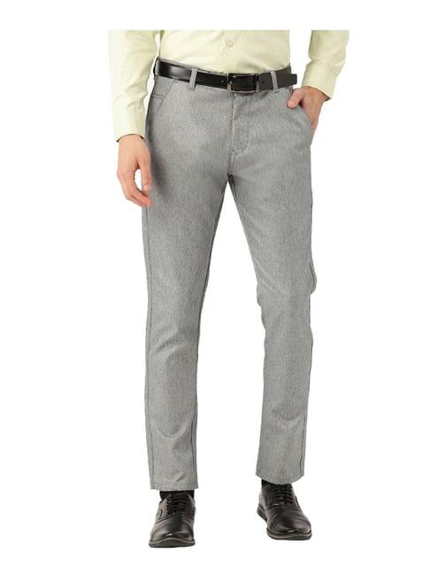 sojanya grey regular slim fit trousers