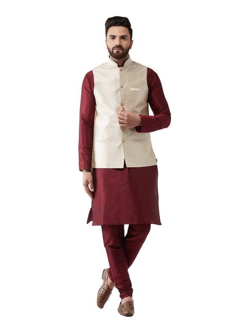 sojanya maroon & beige printed suit