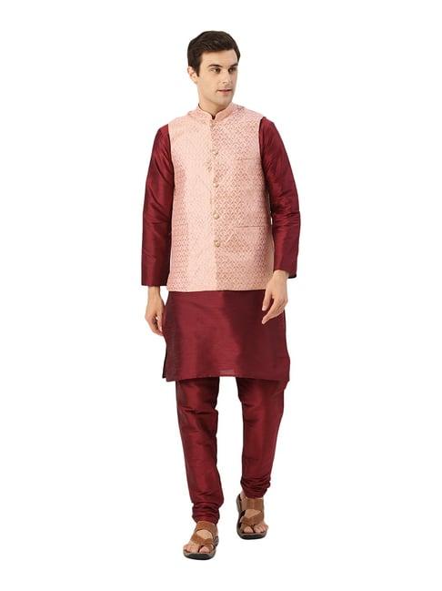 sojanya maroon & light pink printed suit