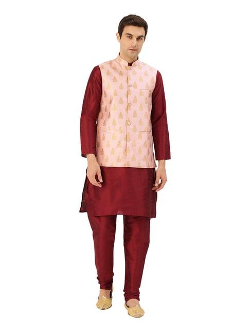 sojanya maroon & pink printed suit