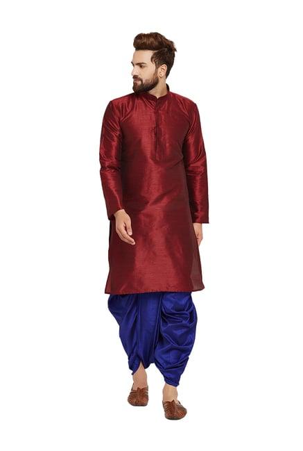 sojanya maroon & royal blue full sleeves kurta set